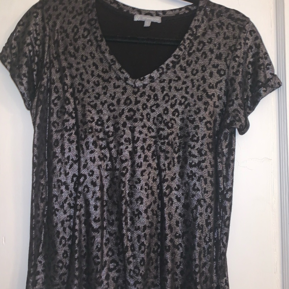 - Size small animal print top in black and silver